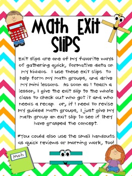 Preview of Math Exit Slip Pack