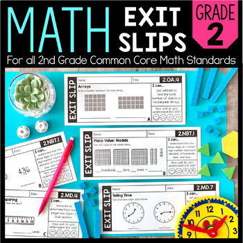 Preview of Math Exit Slips | 2nd Grade | Exit Tickets | Printable Math Worksheets 