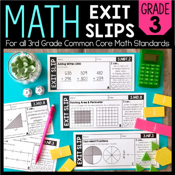 Preview of Math Exit Slips | 3rd Grade | Exit Tickets | Printable Math Worksheets 