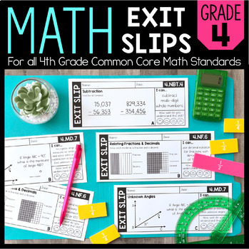Preview of Math Exit Slips | 4th Grade | Exit Tickets | Printable Math Worksheets 