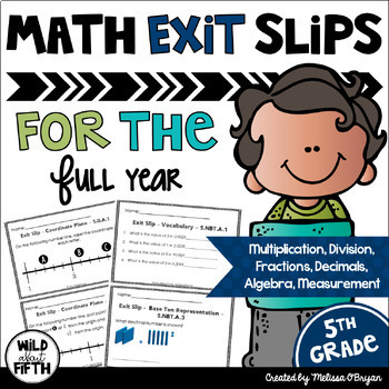 Preview of Math Exit Ticket Slips 5th Grade BUNDLE