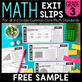 Math Exit Slips | FREE SAMPLE | 3rd Grade