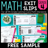 Math Exit Slips | FREE SAMPLE | 4th Grade