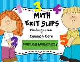 Math Exit Slips Kindergarten Counting and Cardinality CCSS