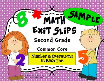 Preview of Math Exit Slips Free Sample 2nd grade Number & Operations in Base Ten