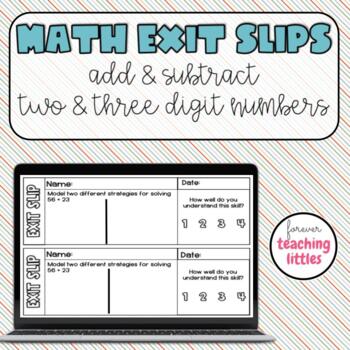 Preview of Math Exit Slips | Two Digit & Three Digit Addition & Subtraction | Exit Tickets