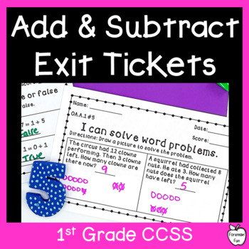 Preview of Addition and Subtraction Assessment - 1st Grade Math Exit Slips - Word Problems