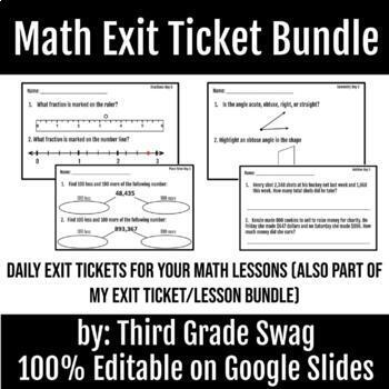 Preview of Math Exit Ticket Bundle | Editable on Google Slides