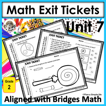 Preview of Math Exit Tickets 2nd Grade Unit 7 Hungry Ants