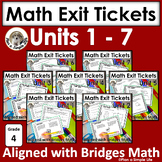 Math Exit Tickets 4th Grade Units 1 - 7 Bundle  No Prep