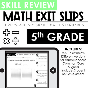 Preview of Math Exit Tickets | 5th Grade | Printable Math Worksheets