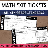 Preview of Math Exit Tickets ~ Exit Slips ~ 4th Grade ~ Printable Math Assessments