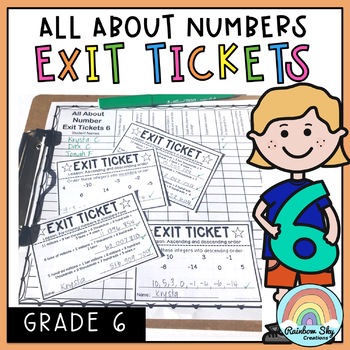 Preview of Math Exit Tickets | Exit Slips assessment - Number Sense Grade 6
