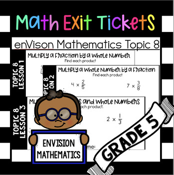 Preview of Math Exit Tickets: Multiplying Fractions Envision Mathematics Grade 5 Topic 8