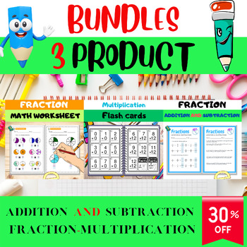 Preview of Math Explorer Bundle: Multiplication Flash Cards, Fraction Fun, Worksheets