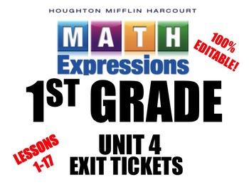 Preview of Math Expressions 1st Grade Unit 4 Exit Tickets