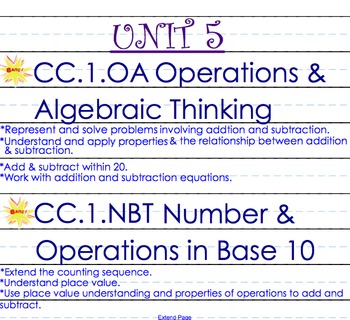 Preview of Math Expressions First Grade Unit 5