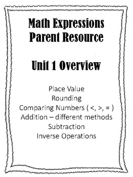 Preview of Math Expressions Grade 4 Unit 1 Parent Homework Helper