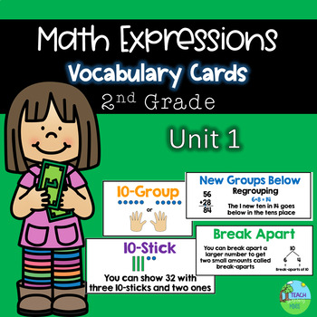 Preview of Math Expressions Vocabulary Cards Grade 2 Unit 1