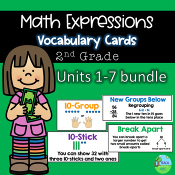 Preview of Math Expressions Units 1-7 Grade 2 Vocabulary Bundle