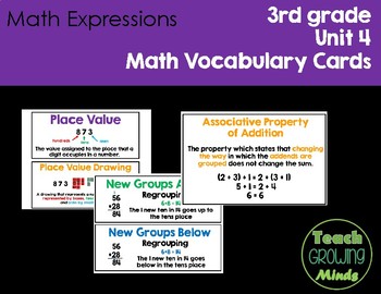 Preview of Math Vocabulary Cards Unit 4 - Grade 3
