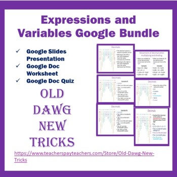 Preview of Math: Expressions and Variables Google Bundle
