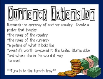 Preview of Math Extension - Currency (Everyday Math Unit 10)