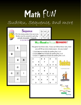 Preview of Math FUN - Sudoku, Sequence, Numbers - Independent Work Packet