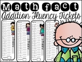 Math Fact Addition Fluency Tickets