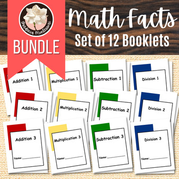 Preview of Math Fact Booklets BUNDLE Set of 12  - Montessori Math Facts