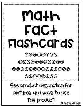 Preview of Math Fact Cards- Addition, Subtraction, Multiplication, and Division 0-10