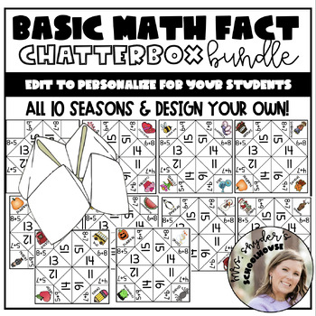 Preview of Math Fact Chatterbox Bundle | All Seasons & Design Your Own