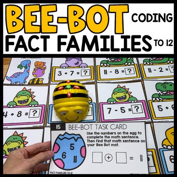 Preview of Bee Bot Printables Math Fact Family Addition and Subtraction Robotics Coding Mat
