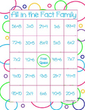 Fact Family Game: Bingo