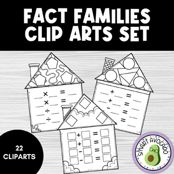 Preview of Math Fact Family Houses Clipart Set for Creating Worksheets - Commercial Use