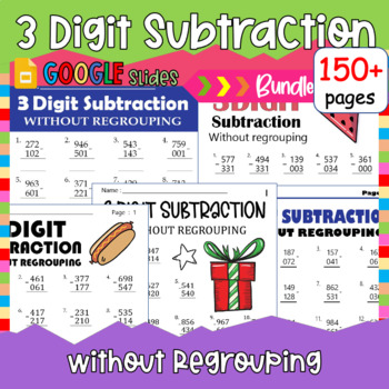 Preview of Math Fact Fluency 3 Digit Subtraction Packet / Timed Tests, Daily Practice