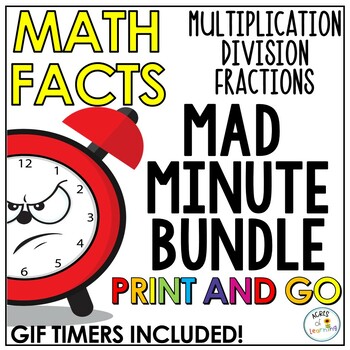 Preview of Math Facts Fluency Timed Tests | Multiplication, Division, Fractions Worksheets