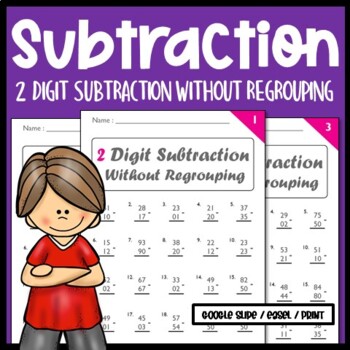 Preview of Math Fact Fluency Drills| Timed Tests| 2 Digit Subtraction Without Regrouping