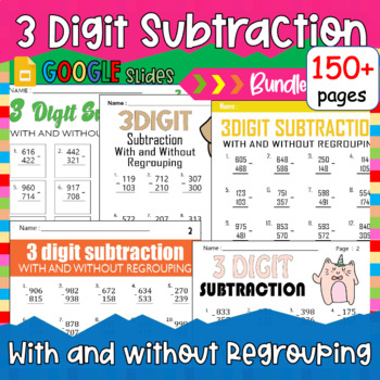 Math Fact Fluency Drills | Timed Tests| 3 Digit Subtraction Borrowing ...