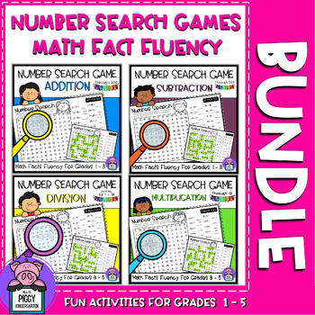 Preview of Number Seach Games | Addition and Subtraction Mult & Division Mental Math Bundle