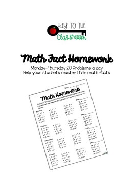 Preview of Math Fact Fluency Homework Subtraction Monday through Friday