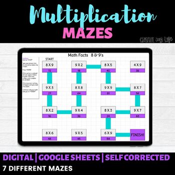 Preview of Math Fact Fluency Maze Activities | Google Classroom | Digital