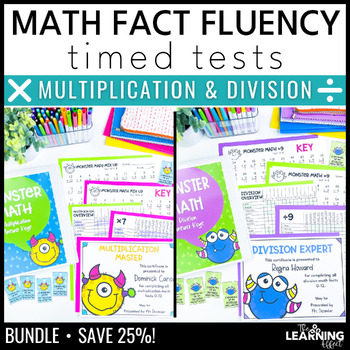 Preview of Math Fact Fluency Multiplication and Division Timed Tests Practice Worksheets