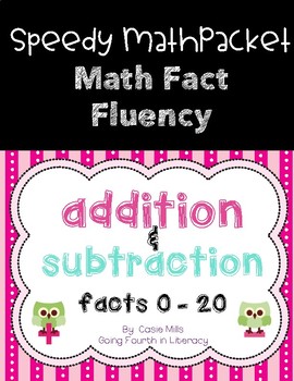 Preview of Math Fact Fluency Packet - Addition and Subtraction -  Numbers 0 - 20