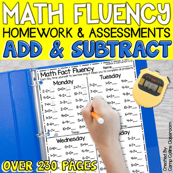 Preview of Math Fact Fluency Practice and Assessments | Addition & Subtraction to 20