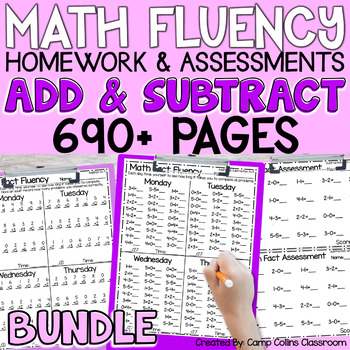 Preview of Math Fact Fluency Practice and Assessments | Addition & Subtraction
