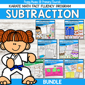 Preview of Math Fact Fluency Subtraction Karate Program BUNDLE