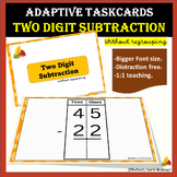 Math Fact Fluency TaskCards- Two Digit Subtraction with no