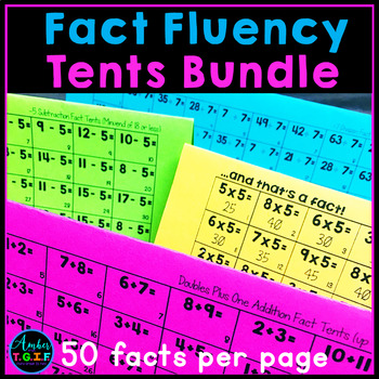 Preview of Math Fact Fluency Tents Bundle Addition, Subtraction, Multiplication, Division