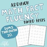 Math Fact Fluency Timed Test - Addition - Sums Through 20